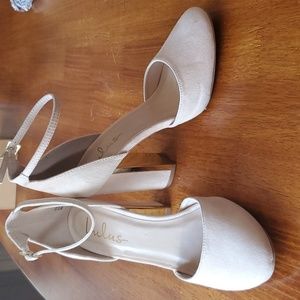 Lulu's Faux Suede Ankle Strap Heels Beige Size 7